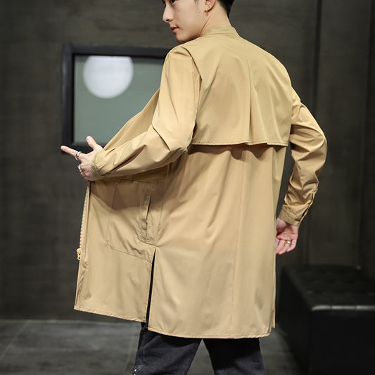 Men's Retro Mid-Length Windbreaker Jacket – Casual & Lightweight